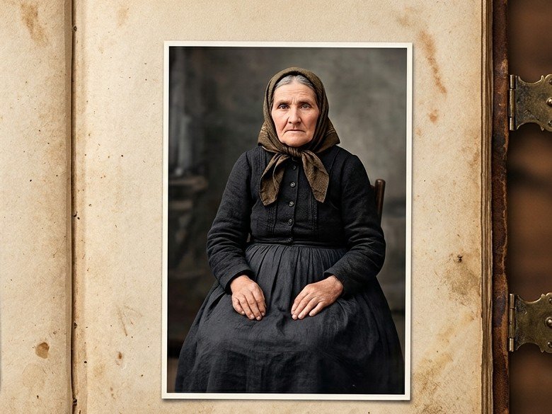 El mismo retrato restaurado y coloreado, sin arañazos ni manchas